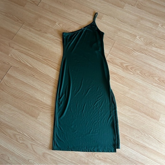 SHEIN Dark Green Slit Midi One Shoulder Dress Medium/6 - Picture 1 of 9
